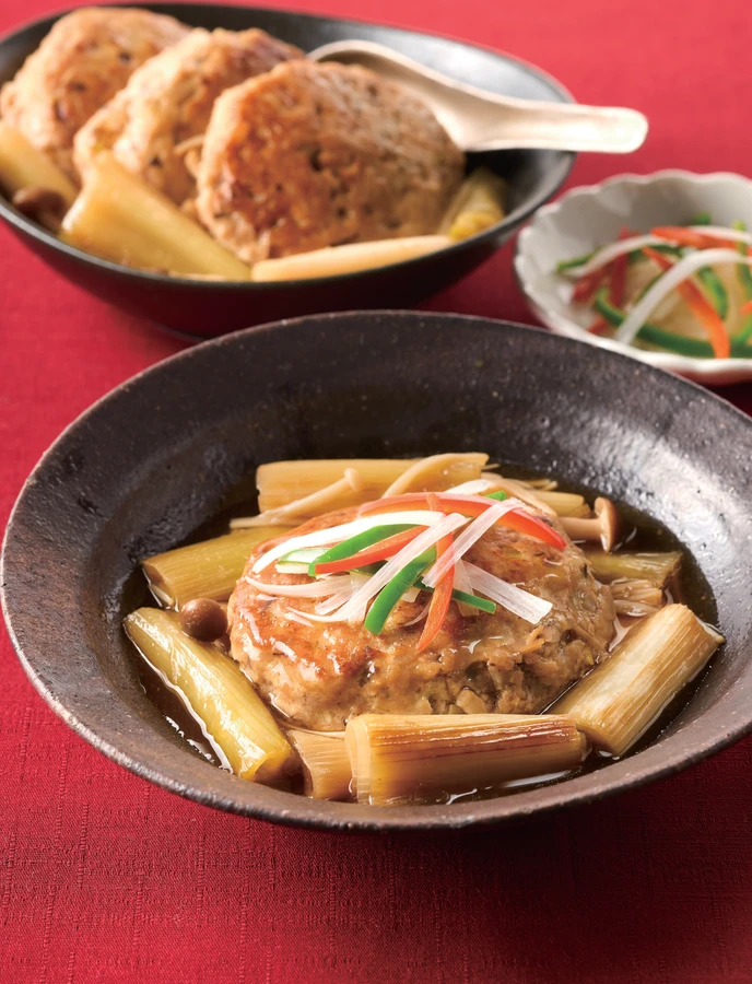 やわらか長ねぎの中華風煮込みハンバーグ