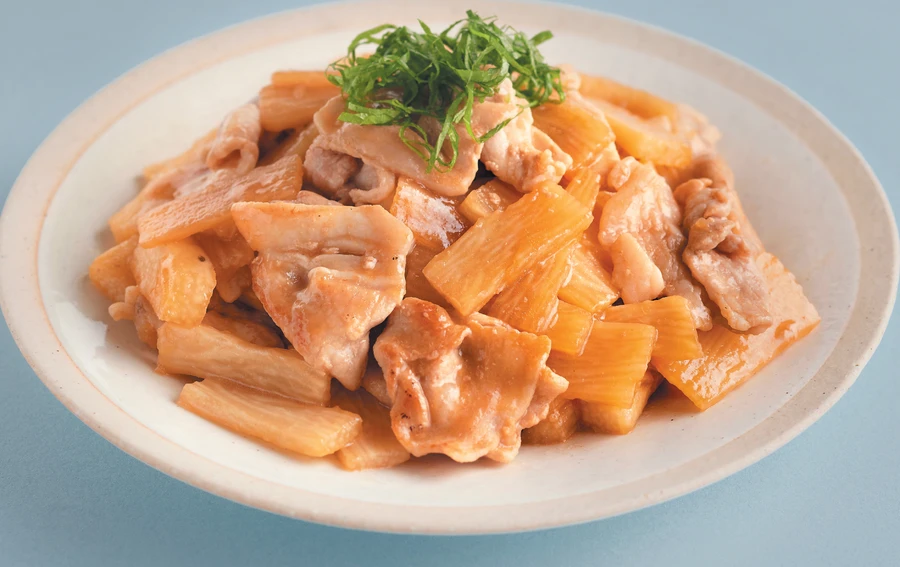 豚肉と長いものポン酢炒め